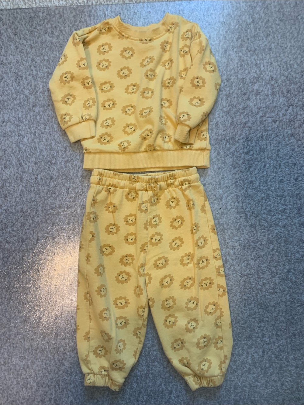 Hanna Andersson yellow lion drawstring sweatpants and sweatshirt *100% cotton*